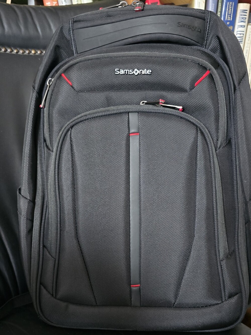 Samsonite Large Xenon Expandable Black Backpack with Red Accents